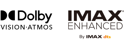 Logotipos de Dolby VISION ATMOS e IMAX Enhanced