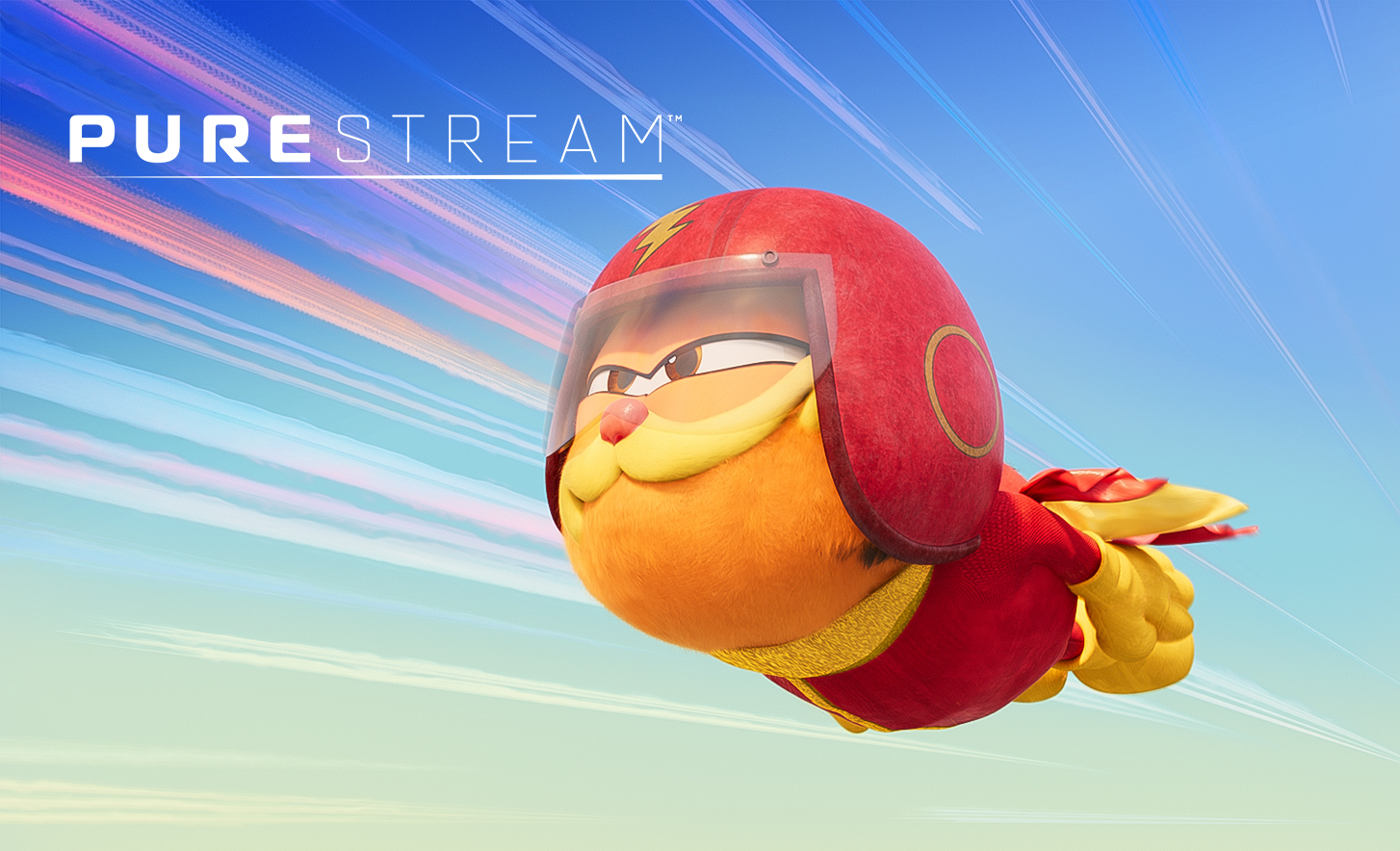 Imagen de la película “Garfield: Fuera de casa” con el logotipo “'PureStream”.